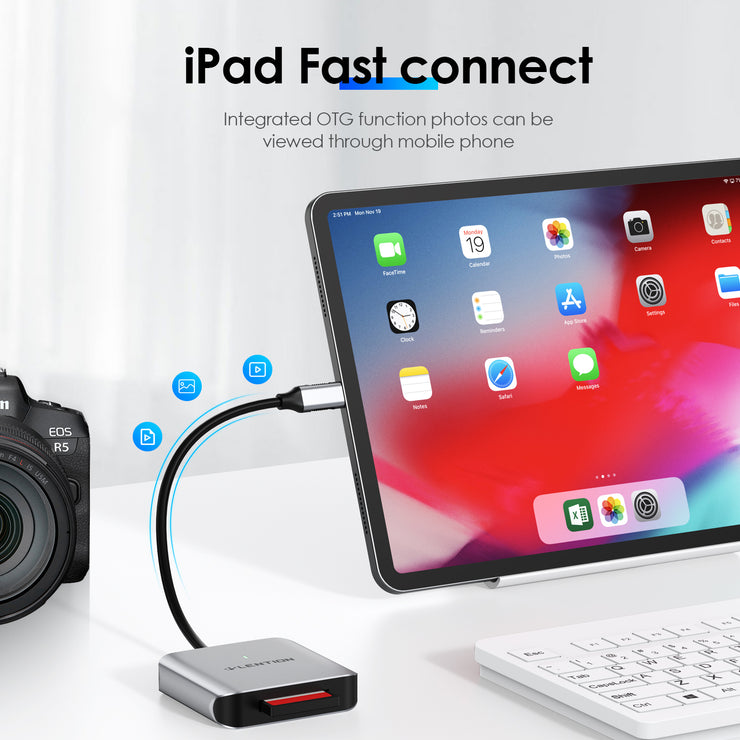 LENTION USB-C to CF Card Reader For Apple 2016-2020 MacBook Pro 13/15/16, MacBook 12, 2018-2020 MacBook Air & iPad Pro| Lention.com