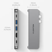 LENTION USB C Portable Hub - 60W Power Delivery, Dual 4K HDMI for Multiple Screens Display, 2 USB 3.0 & USB C Data